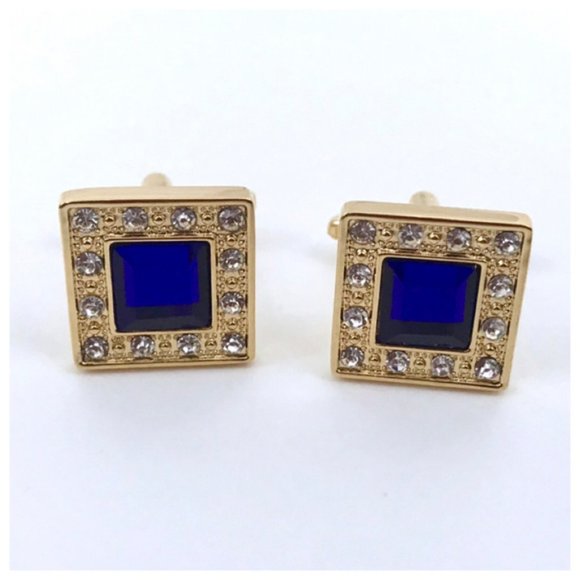 Handsome Beau Other - Golden Sapphire Square Cuff Link Set